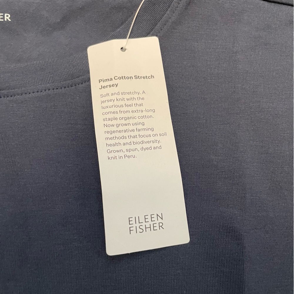 NWT Eileen Fisher round neck jersey dress organic cotton navy blue size large - Picture 6 of 9